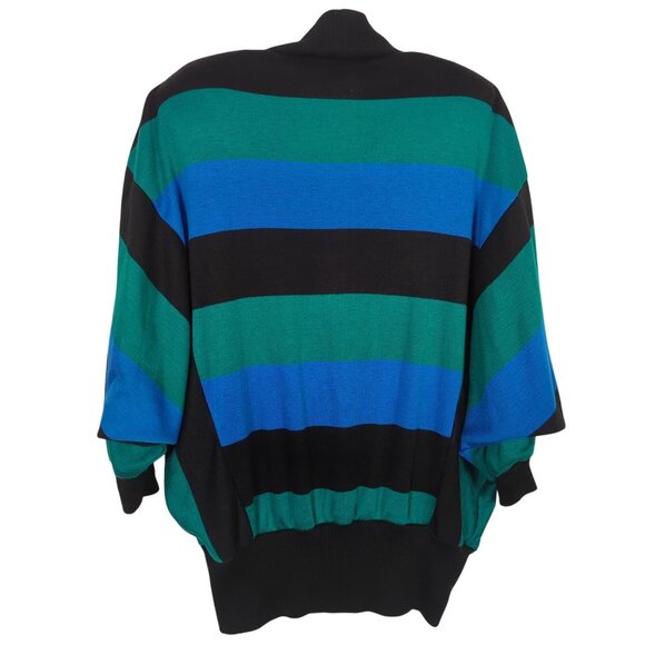 Vintage Felicity Barbara Lesser Women's Size S Stripe Batwing Cardigan Sweater - Picture 2 of 16